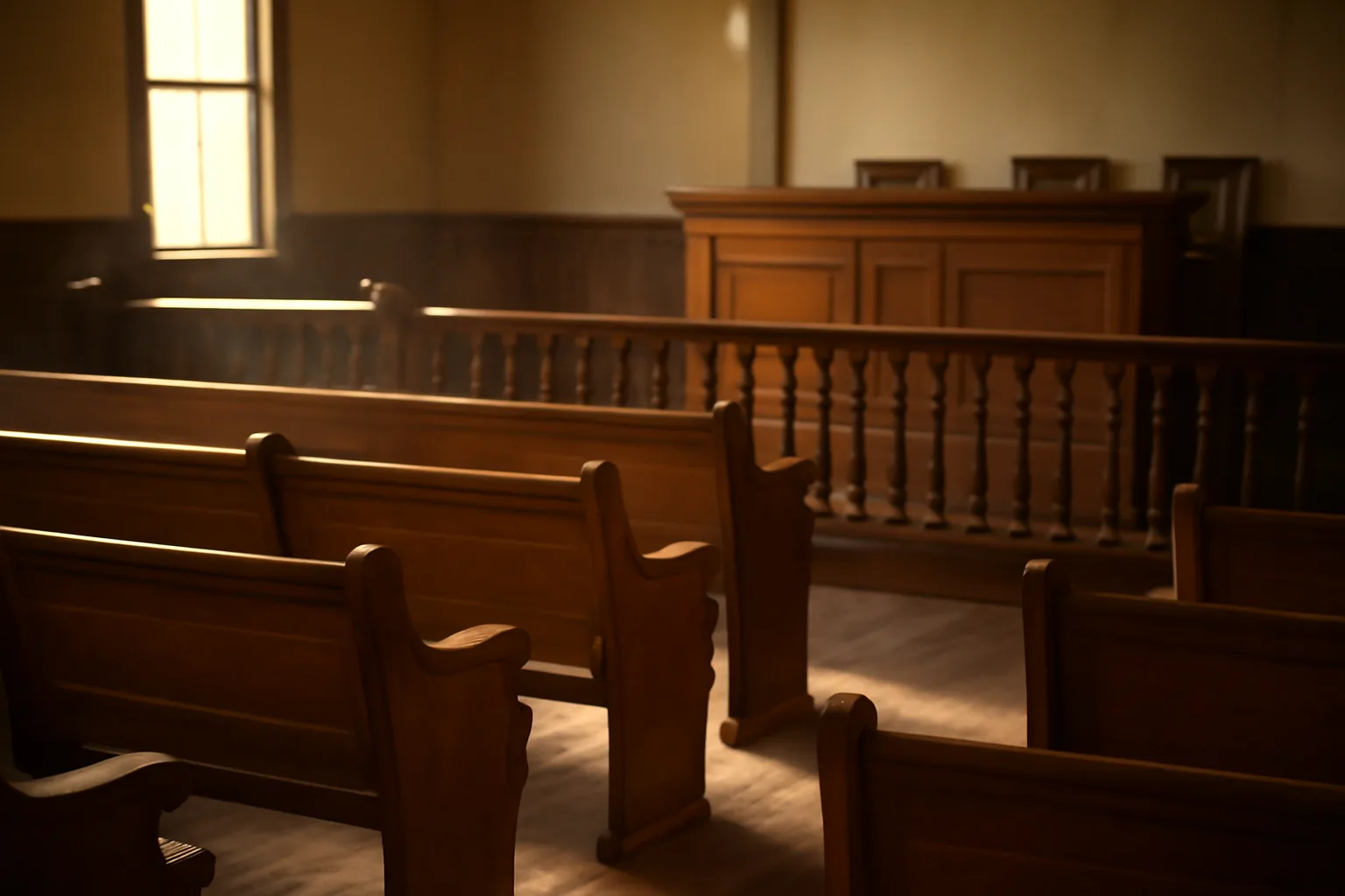 Empty Arkansas courtroom waiting for a court translator assignment