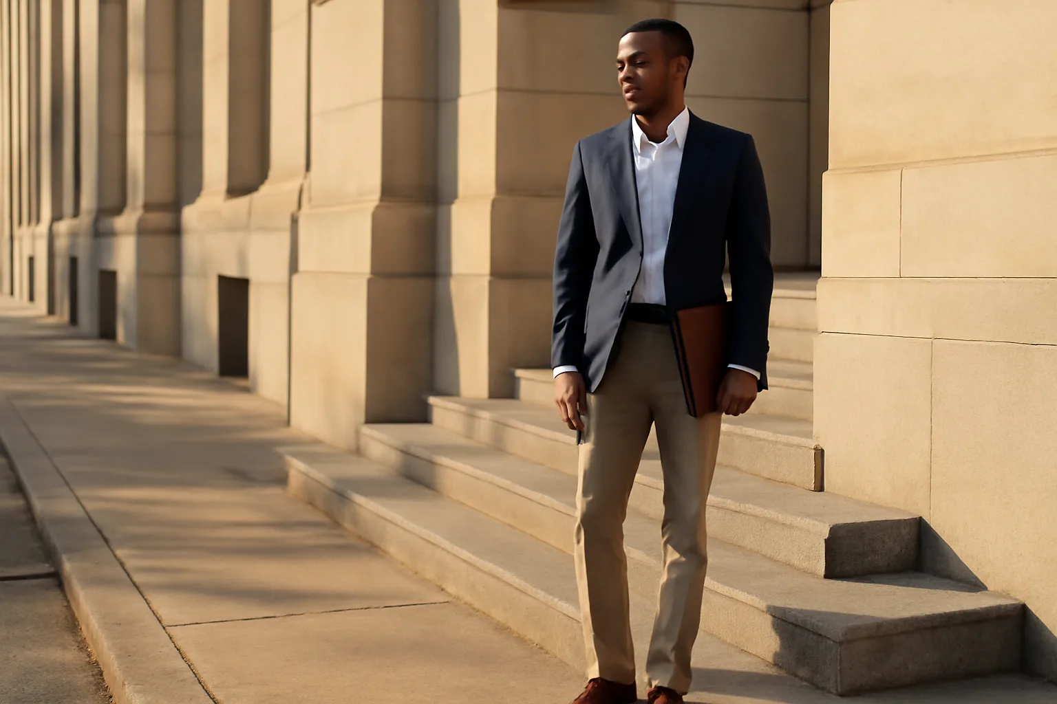 Person waiting on Little Rock steps before court translator work